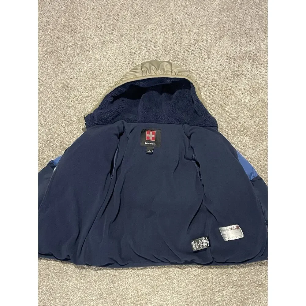 Swiss Tech Puffer Jacket Hooded Fleece Lined Colorblock Mid-weight Sz: 4Y